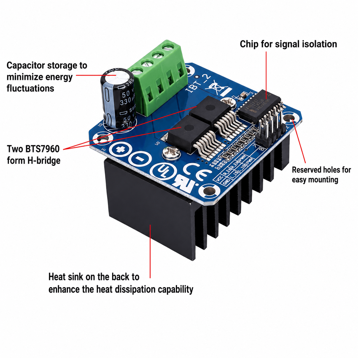 63A Motor Driver Module – BTS7960 H Bridge