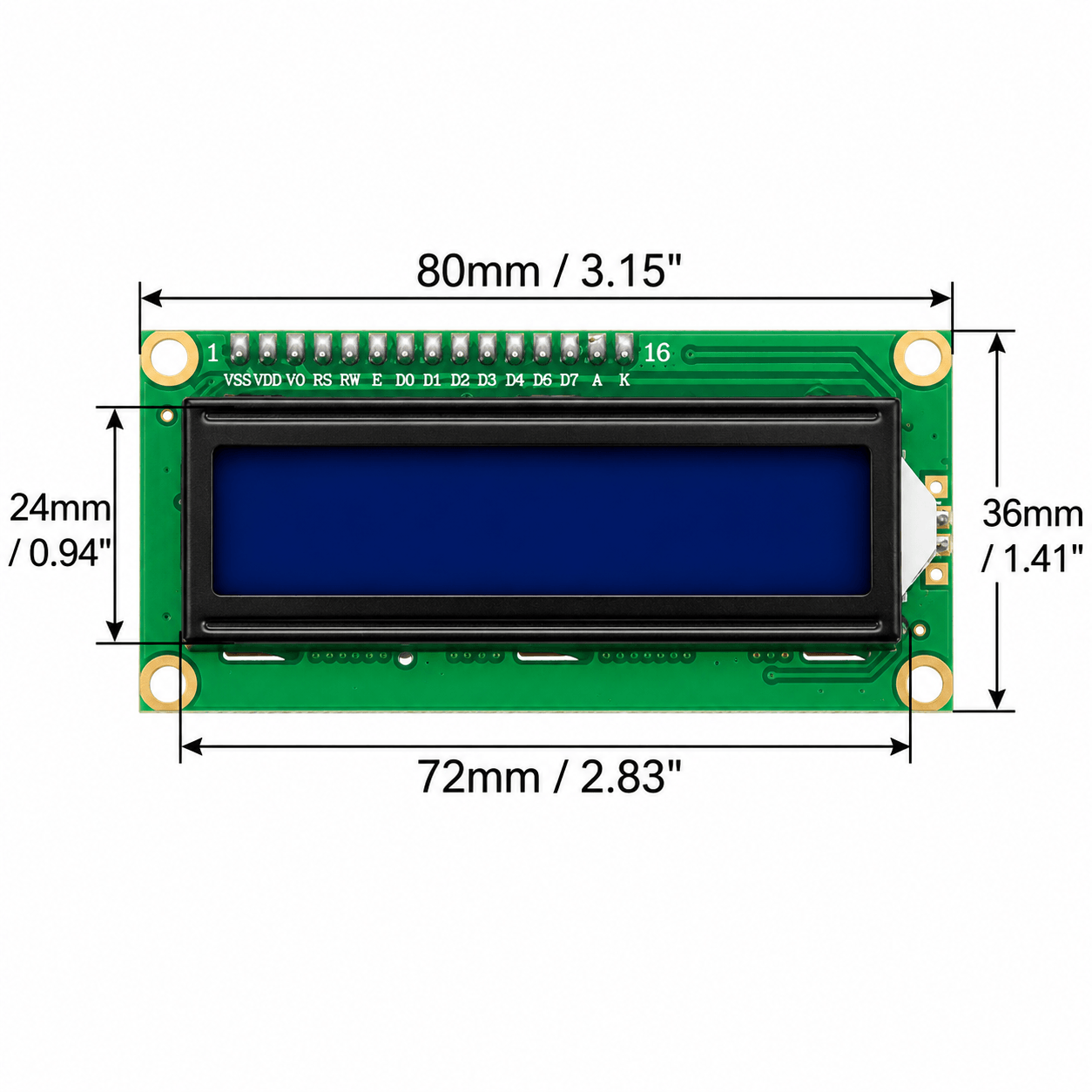 1602 LCD Display Module Blue Backlight