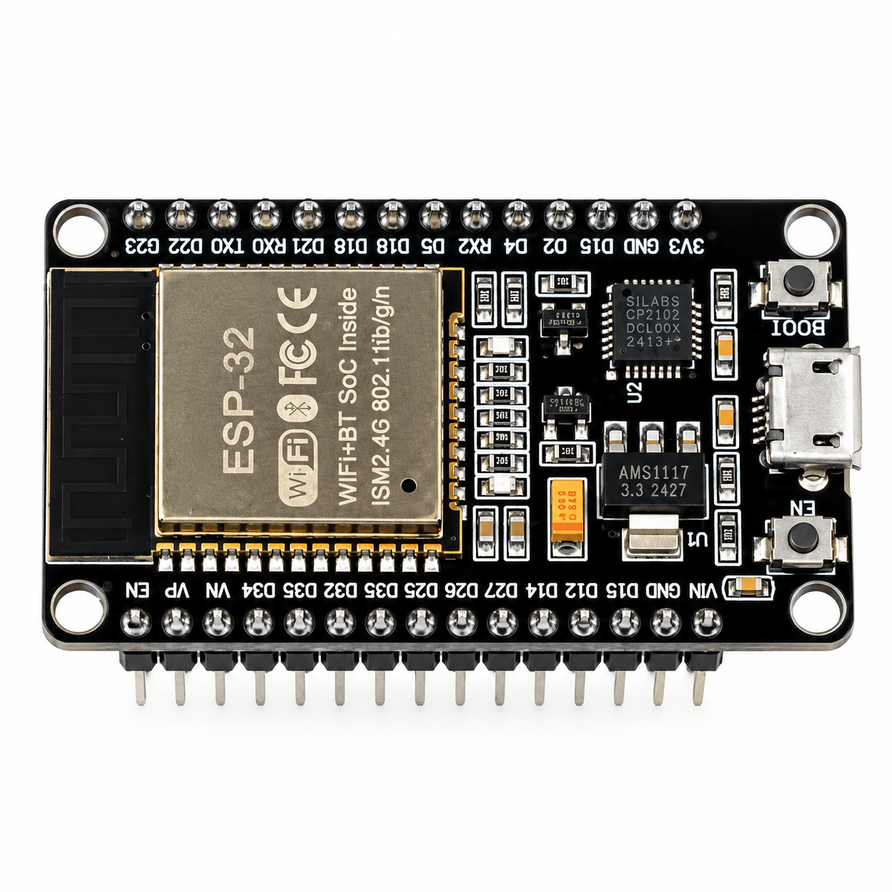 ESP32 WiFi + Bluetooth Development Board.